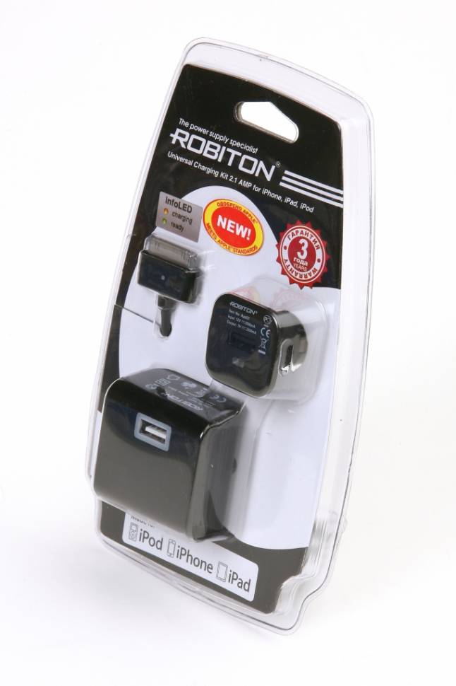 ROBITON App03 Universal Charging Kit 2.1A iPhone/iPad BL1 - ROBITON App03 Universal Charging Kit 2.1A iPhone/iPad BL1