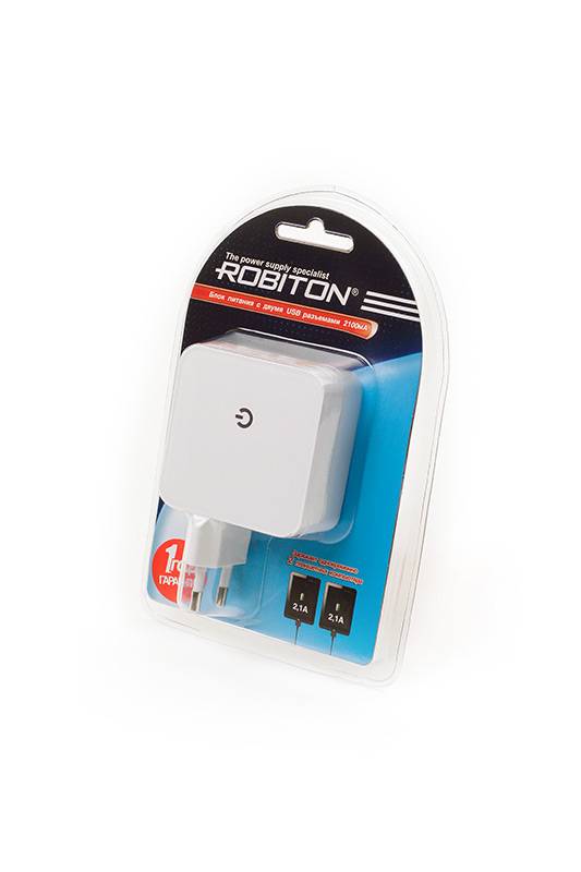 ROBITON USB2100/TWIN 2100мА с 2 USB выходами BL1 - ROBITON USB2100/TWIN 2100мА с 2 USB выходами BL1
