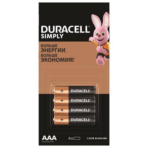 DURACELL SIMPLY LR03 отрывной 4*4 BL16 - DURACELL SIMPLY LR03 отрывной 4*4 BL16