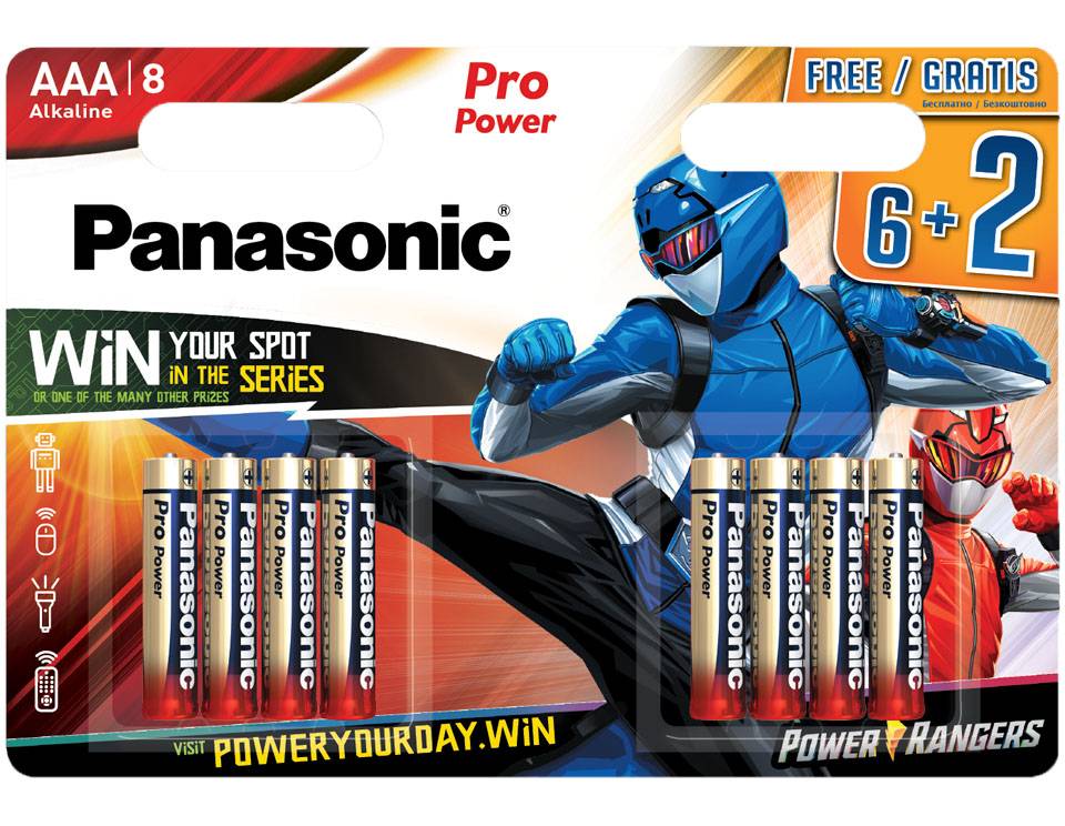 Panasonic Pro Power LR03 6+2шт Power Rangers BL8 - Panasonic Pro Power LR03 6+2шт Power Rangers BL8