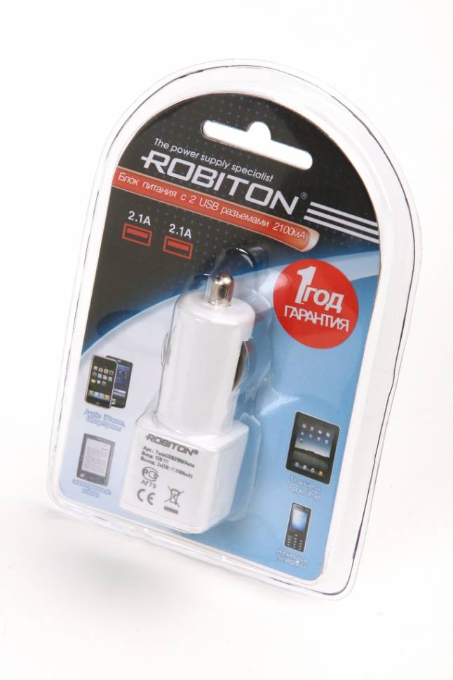 ROBITON TwinUSB2100/AUTO 2100мА с 2 USB входом   BL1 - ROBITON TwinUSB2100/AUTO 2100мА с 2 USB входом   BL1