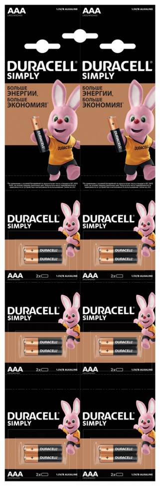 DURACELL SIMPLY LR03 отрывной 2*6 BL12 - DURACELL SIMPLY LR03 отрывной 2*6 BL12