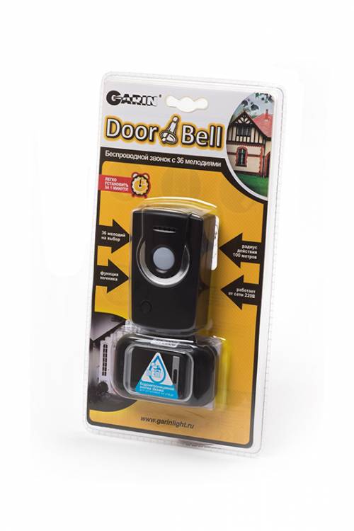 GARIN DoorBell Rio-220V black c ночником и с влагозащищ. кнопкой BL1