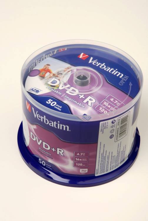 Verbatim 43512 DVD+R 4.7 GB 16x CB/50  Full Ink Print