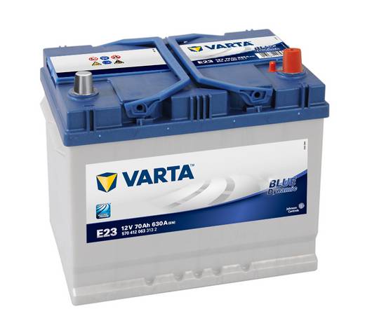 Аккумулятор Varta Blue Dynamic 70 Ач 630 A обратная пол. E23 570412 (Джип) 261*175*220 - Аккумулятор Varta Blue Dynamic 70 Ач 630 A обратная пол. E23 570412 (Джип) 261*175*220